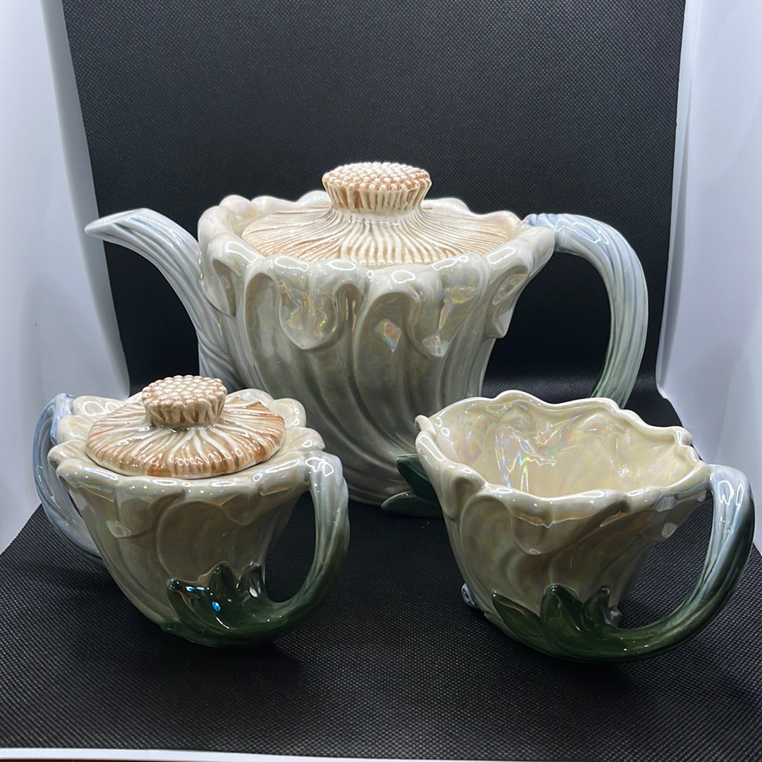 FITZ & FLOYD store VINTAGE CAMELLIA POT DE CREME SET