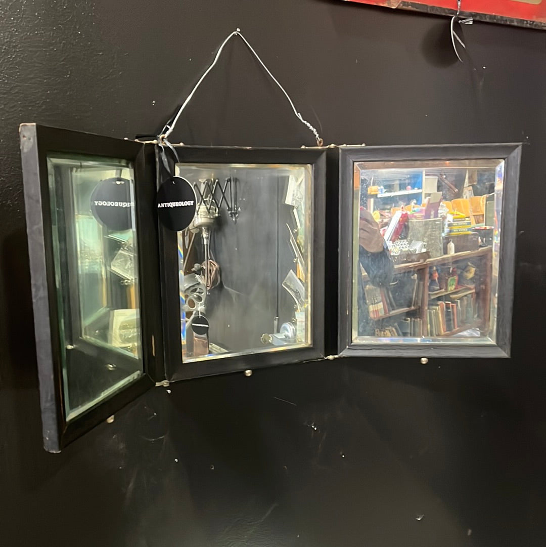 Antique Tri-Fold Barber Mirror