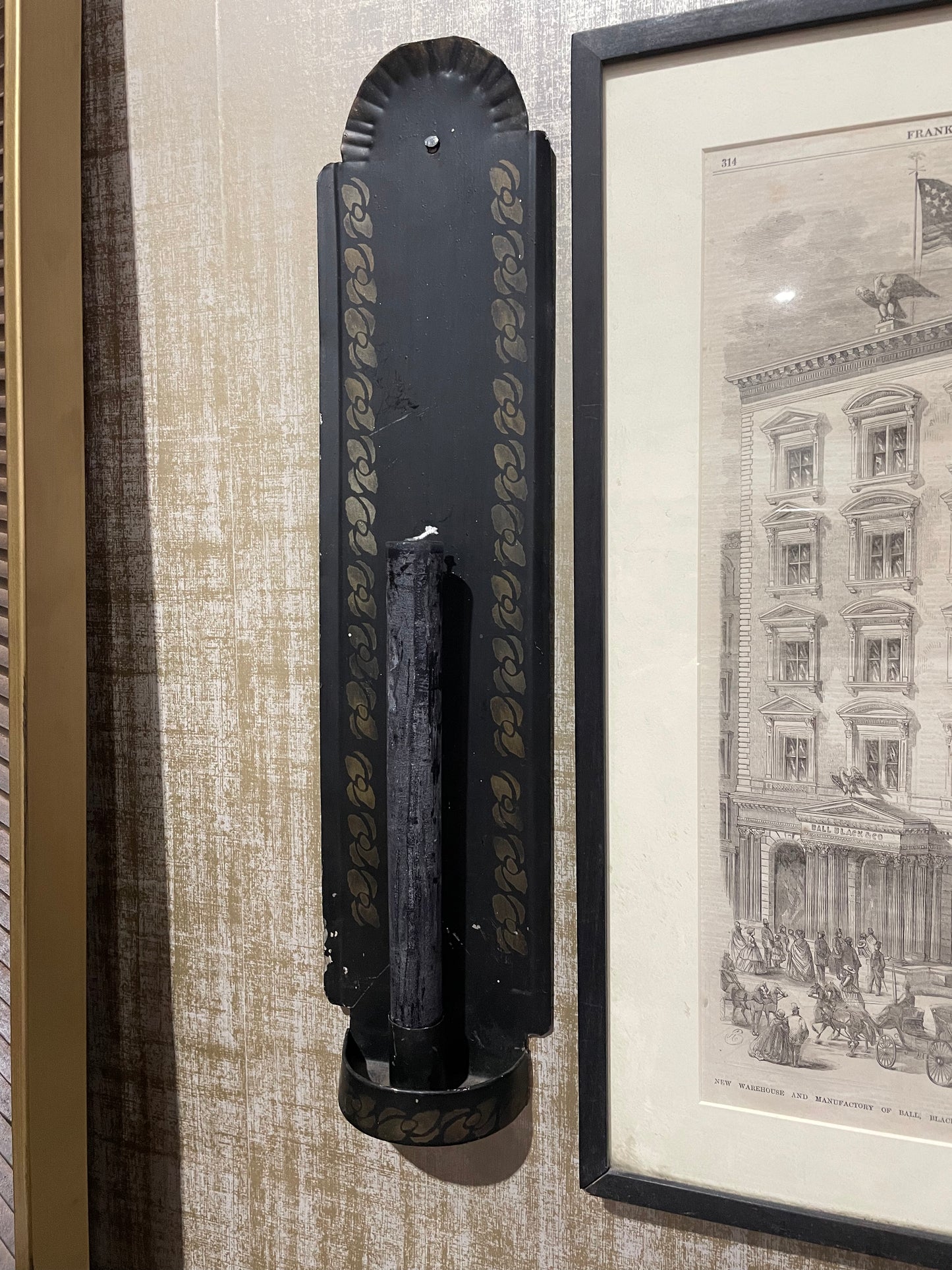 Pair of 1840s American Tole Candle Sconces from Cambridge, Mass