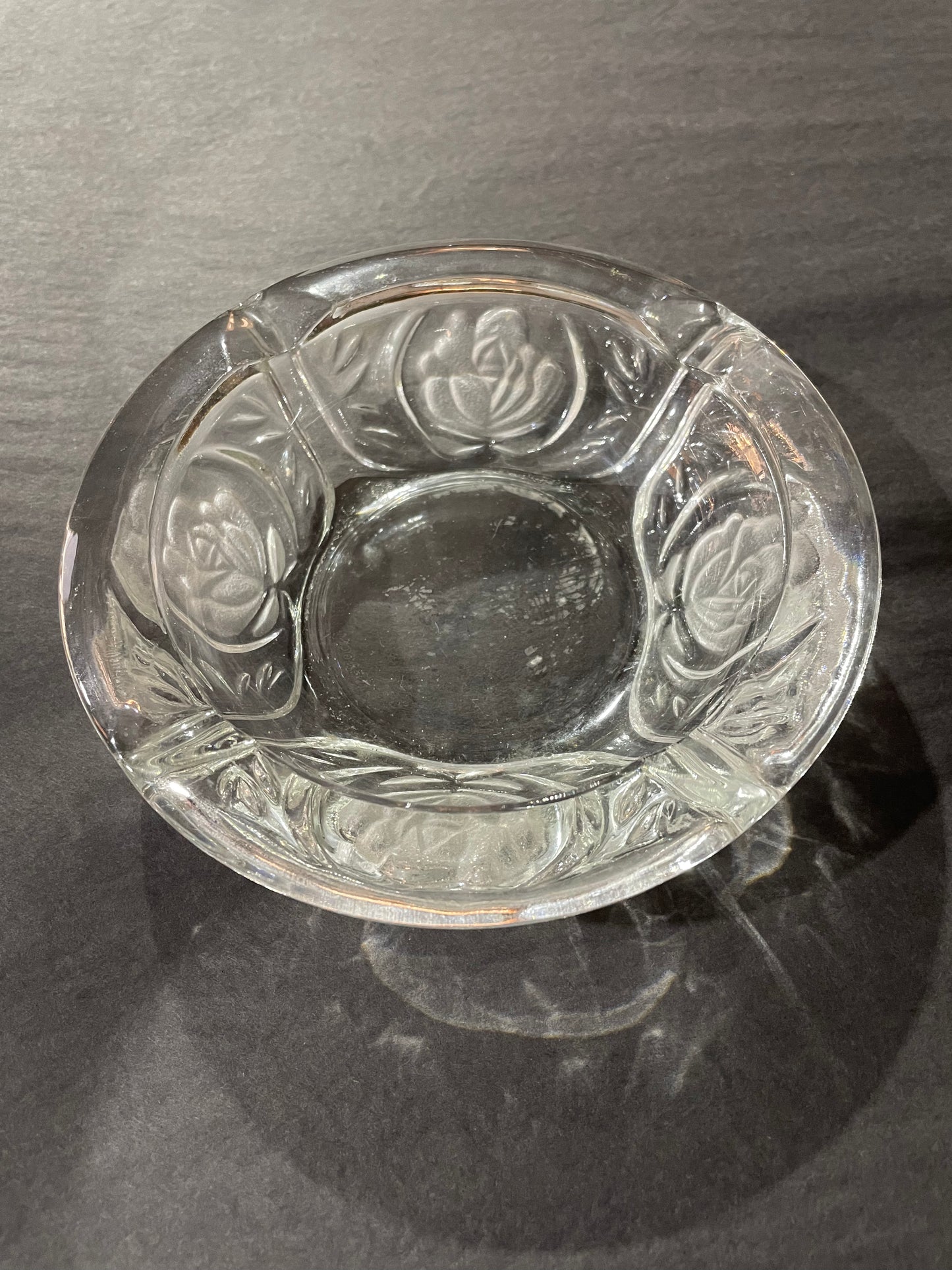 6" MCM Crystal Cut Rose Tray
