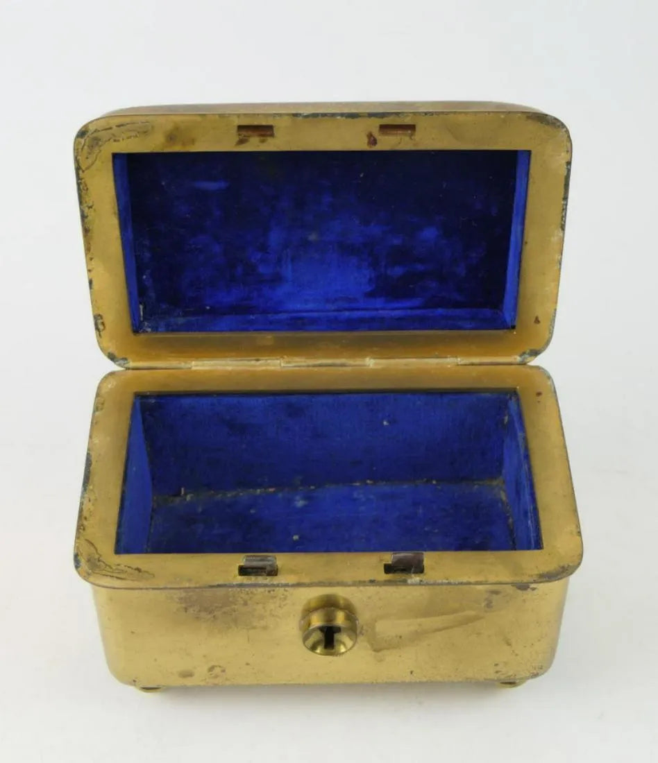 ANTIQUE DECO FRENCH ENAMELED JEWELRY 5" CASKET
