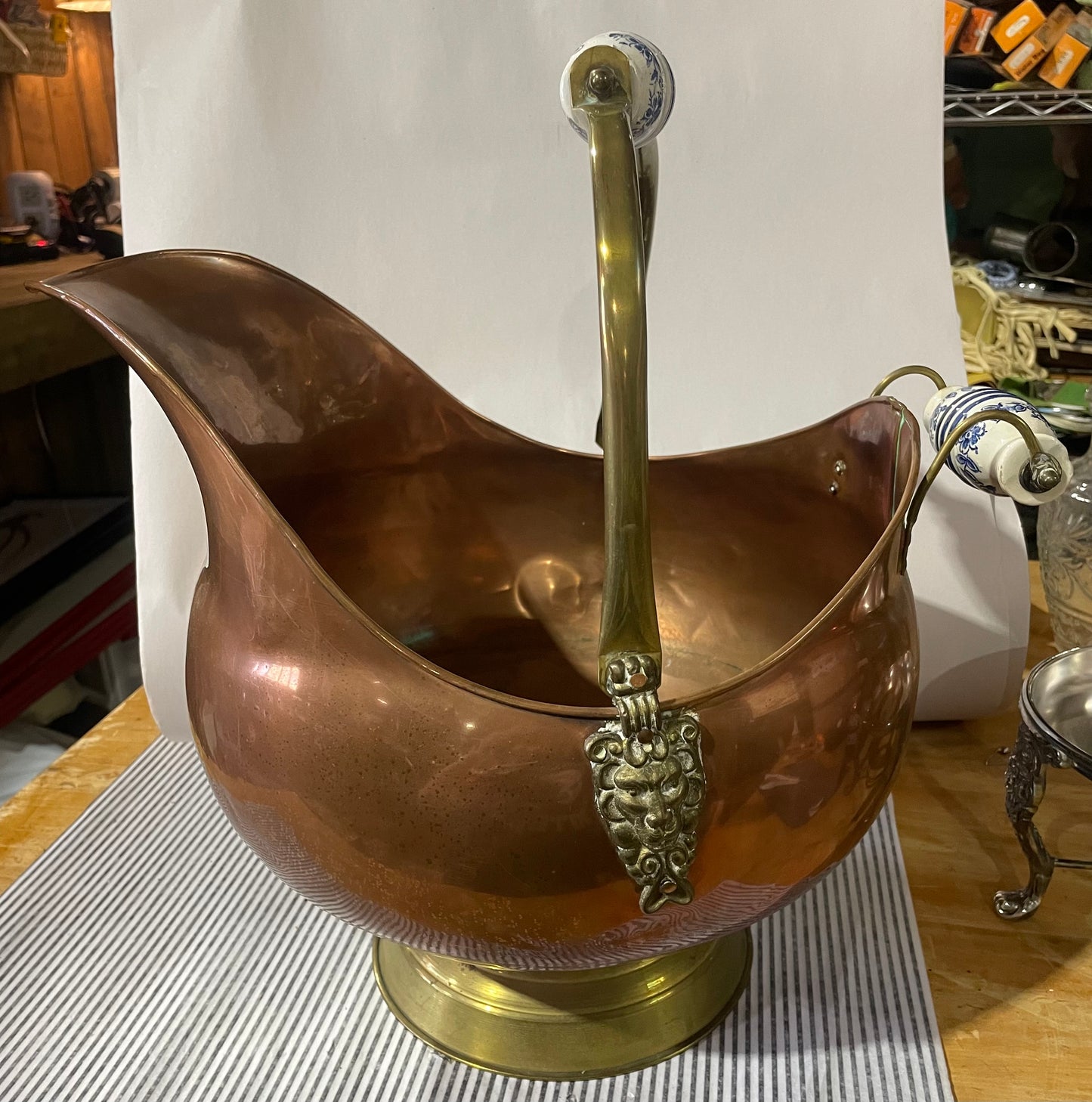 Vintage Copper Footed Scuttle