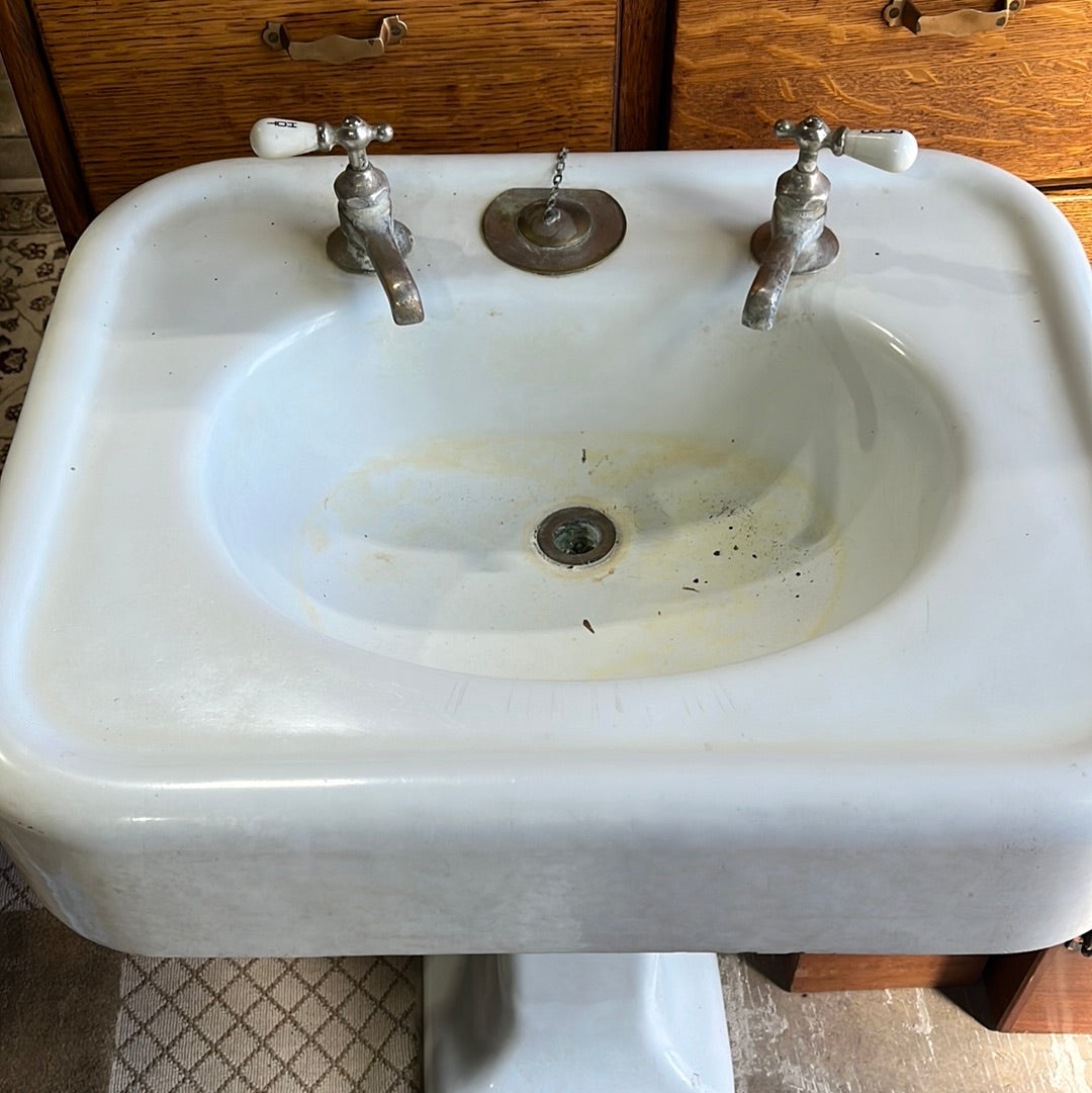 30" Porcelain Sink, Victorian Antique