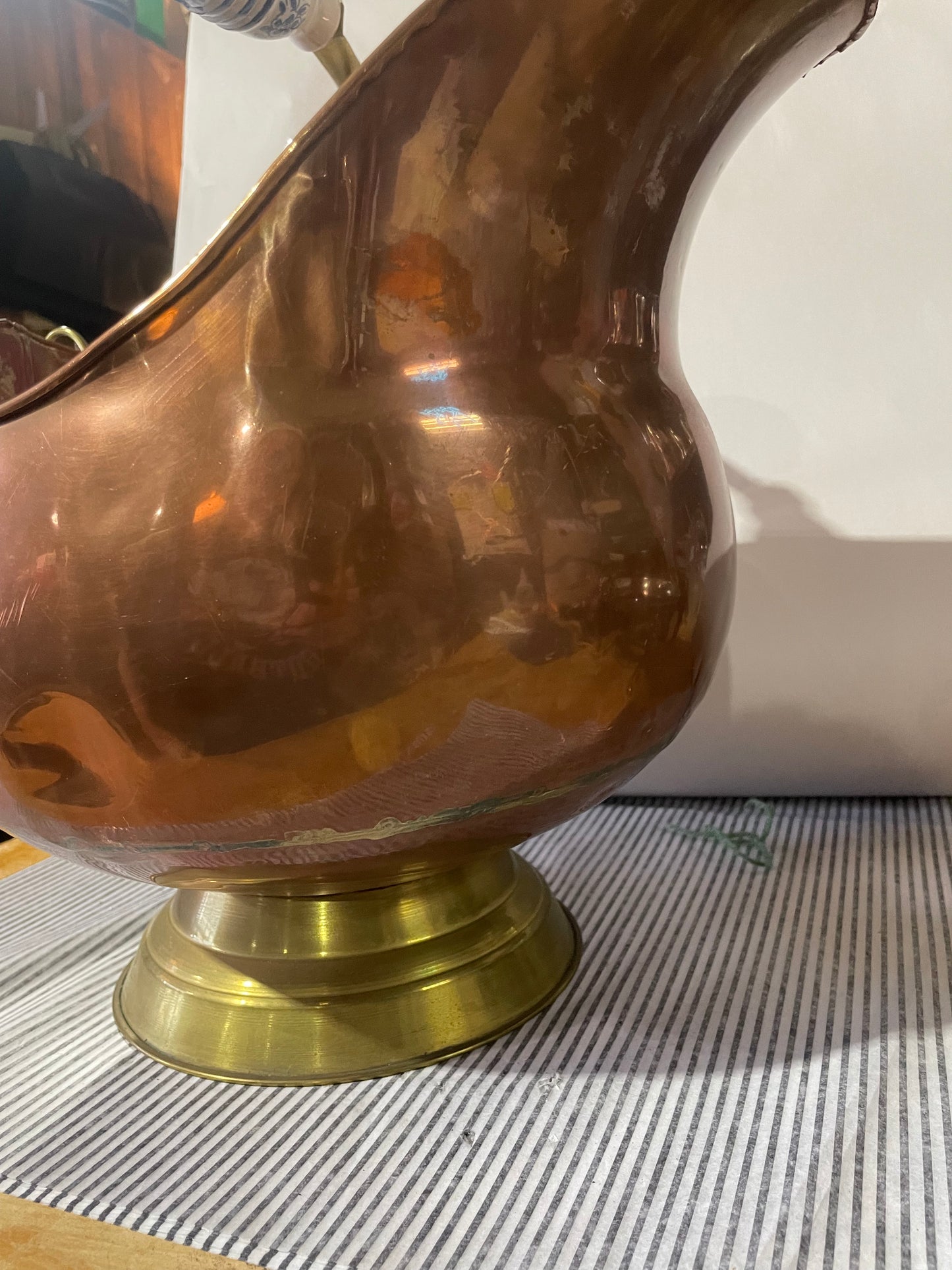 Vintage Copper Footed Scuttle