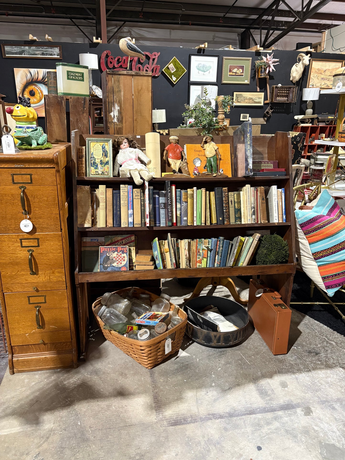 Antique Wooden Dry Goods Store Display Shelving Stand