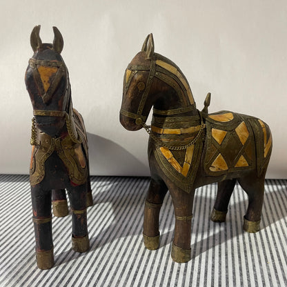 Bone, Brass & Copper Wooden Horse