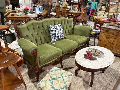 Vintage Green Velvet Sofa