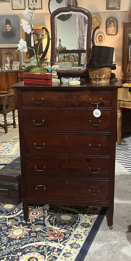 High Boy Dresser, Mirror-Topped