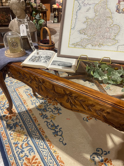 Country French Glass-Top Console Table