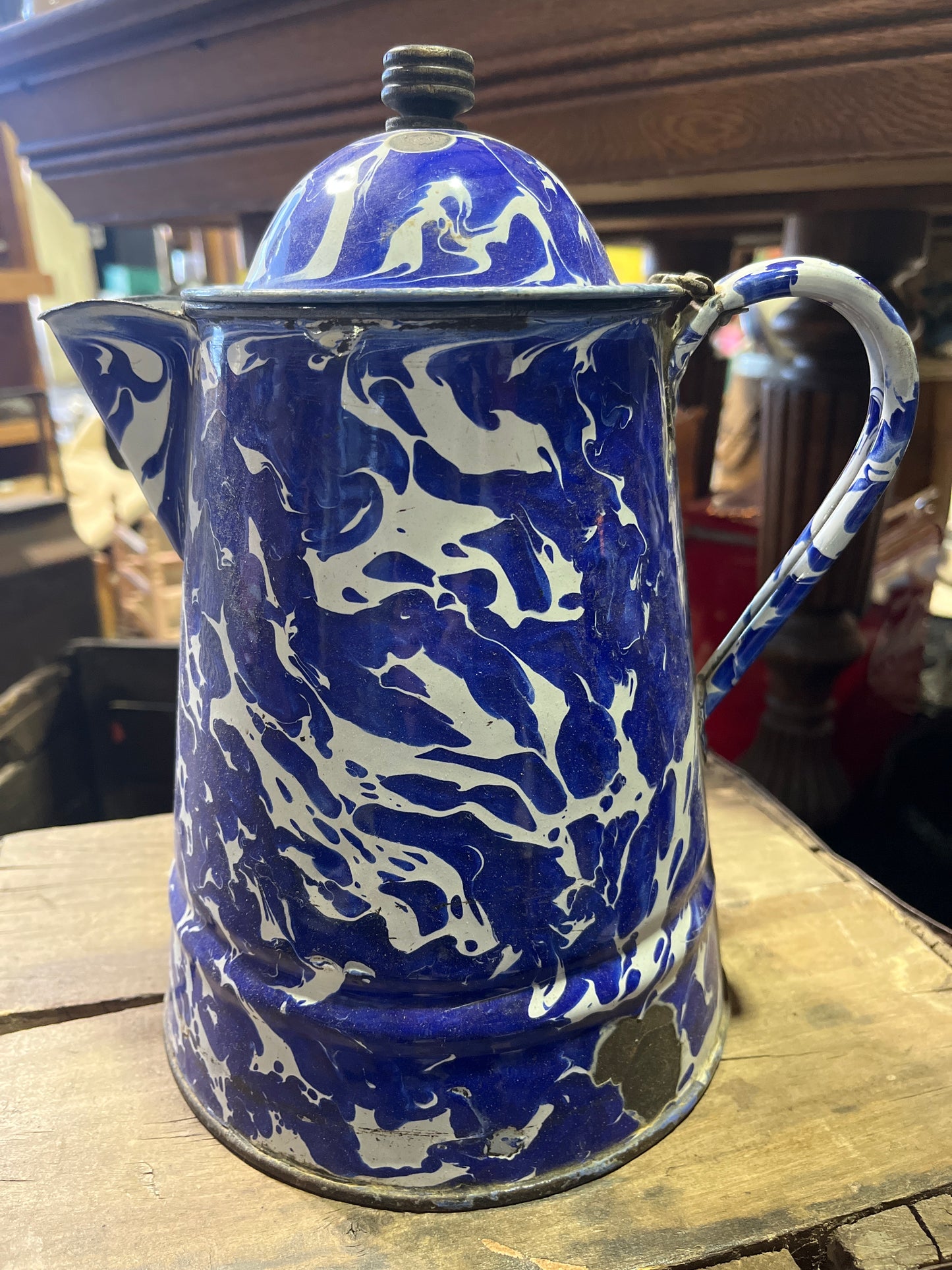 Cobalt enamelware coffee pot