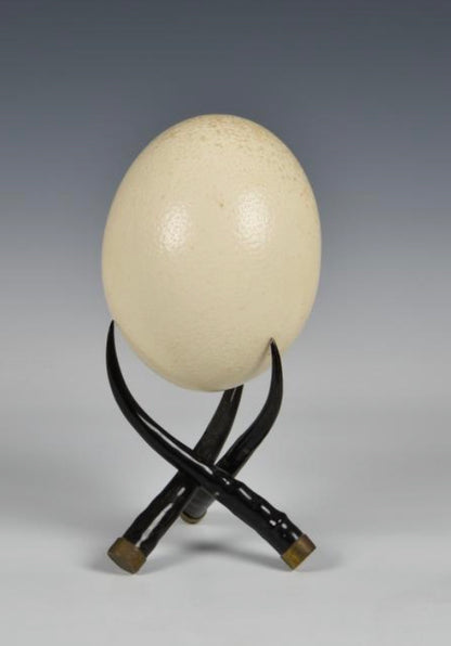 Incised “Big Five” Ostrich Egg on Stand