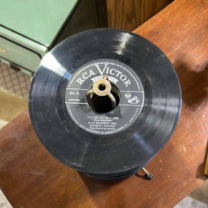 Stand of RCA Victor 45 Records