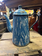 Blue enamelware coffee pot