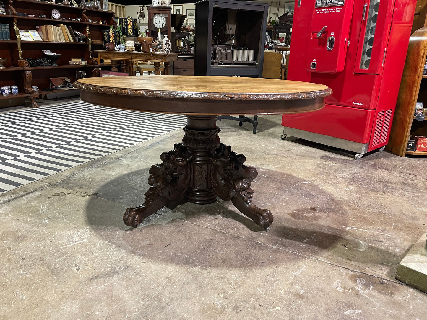 European Carved Oak Oval Hunt Table