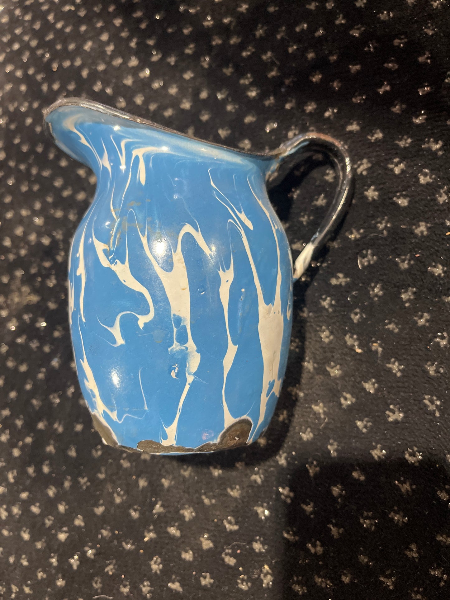 Blue enamel creamer