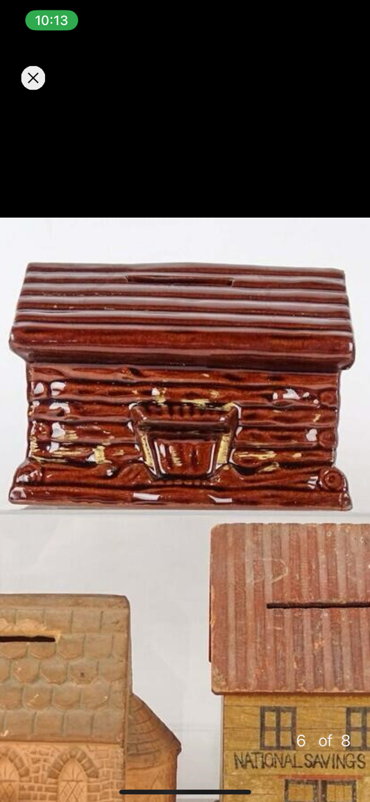 Lincoln Penny Log Cabin Coin Bank