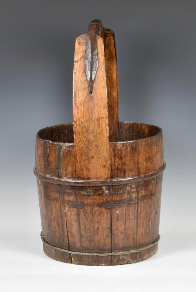 19th Century Tall Coopered Pine Pail