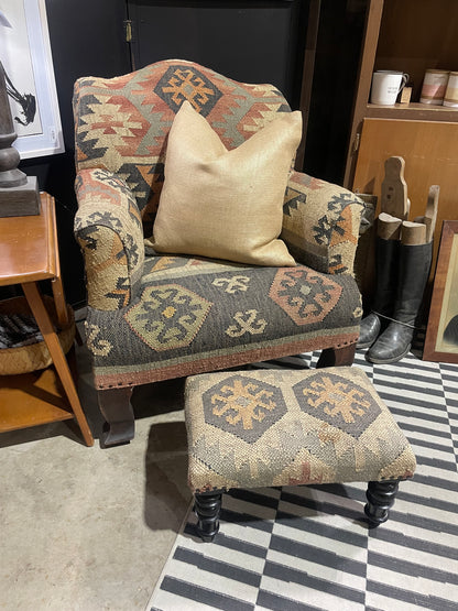 Kilim Rug Club Chair & Stool