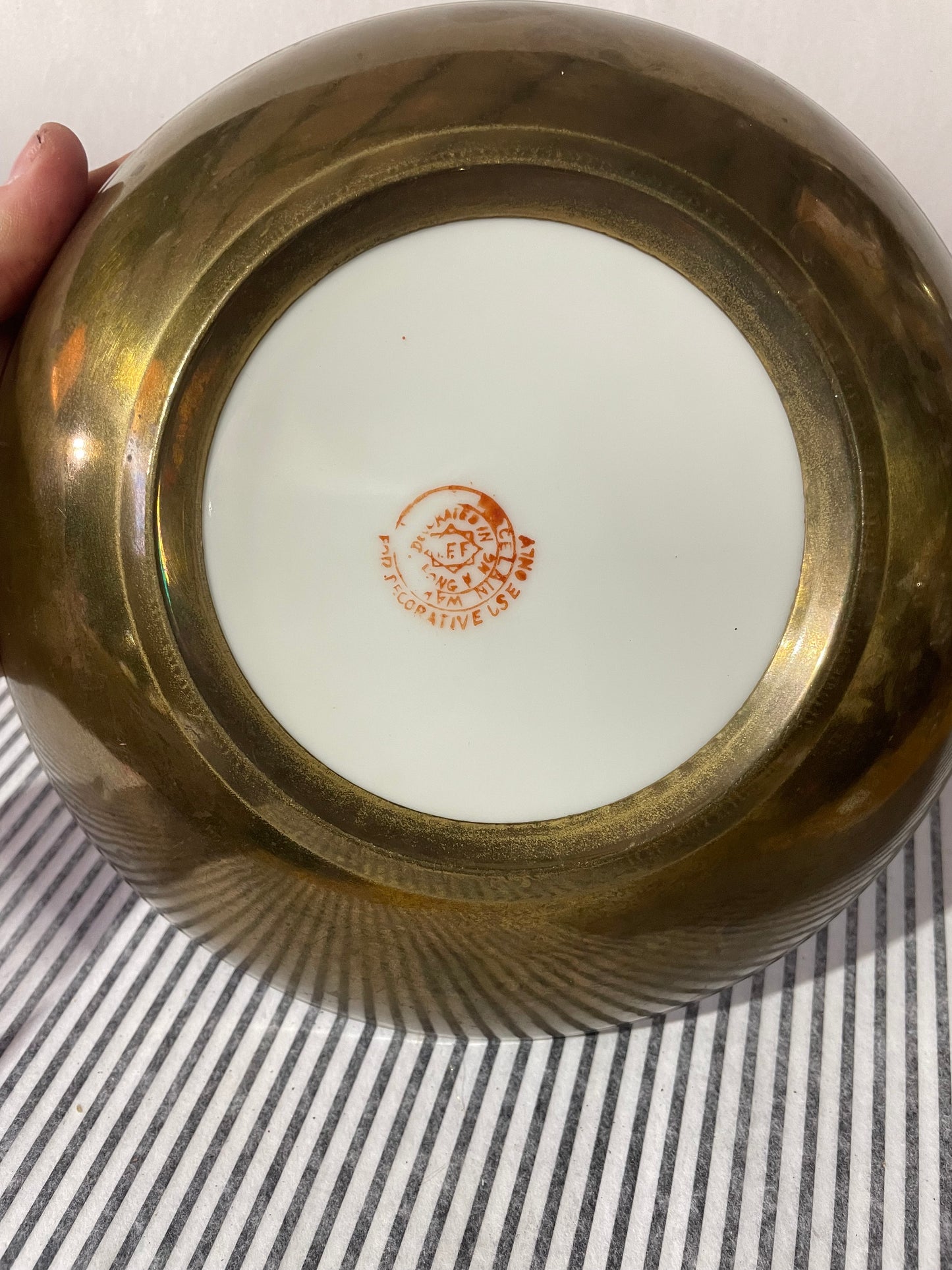 Japanese Porcelain & Pewter Bowl