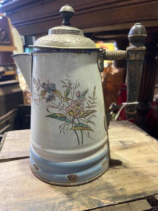 Flower enamelware coffee pot