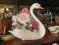 Italian Capodimonte Floral Swan, Mid Century