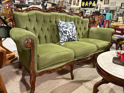 Vintage Green Velvet Sofa