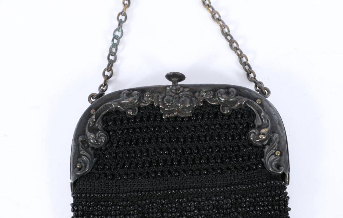 Victorian Beaded Mourning Purse