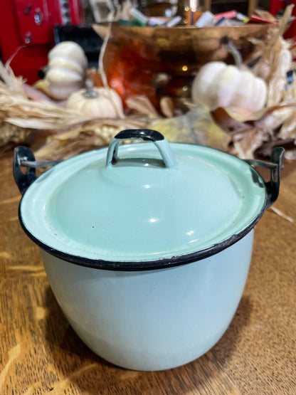 Mint Lidded Graniteware Bucket