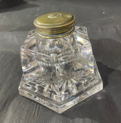 Antique British Cut Glass Inkwell