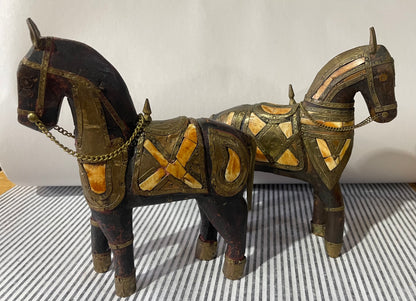 Bone, Brass & Copper Wooden Horse