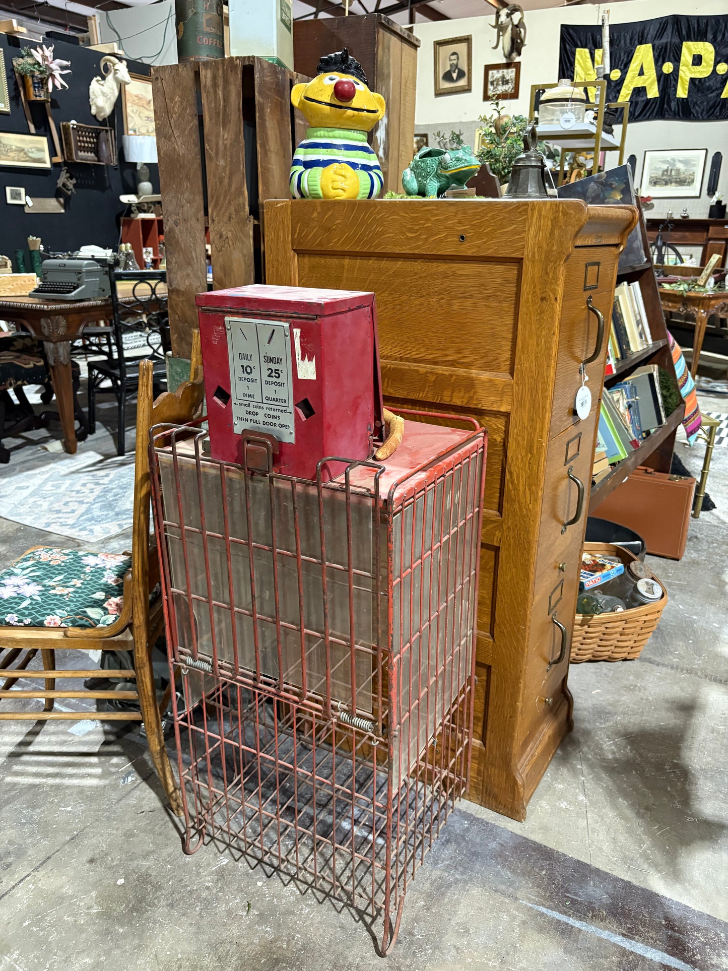 Vintage Metal Newspaper Stand