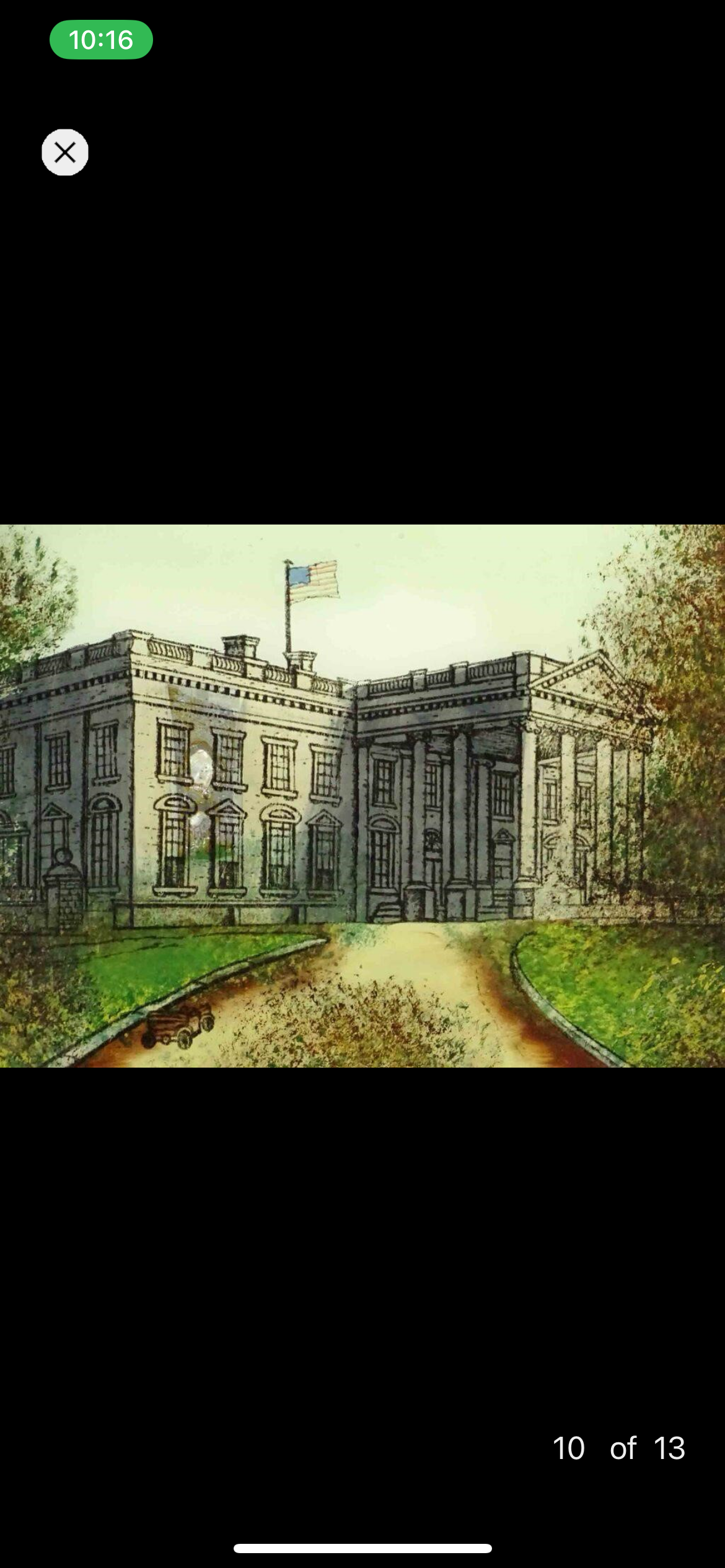 19th c Reverse Painting of the White House