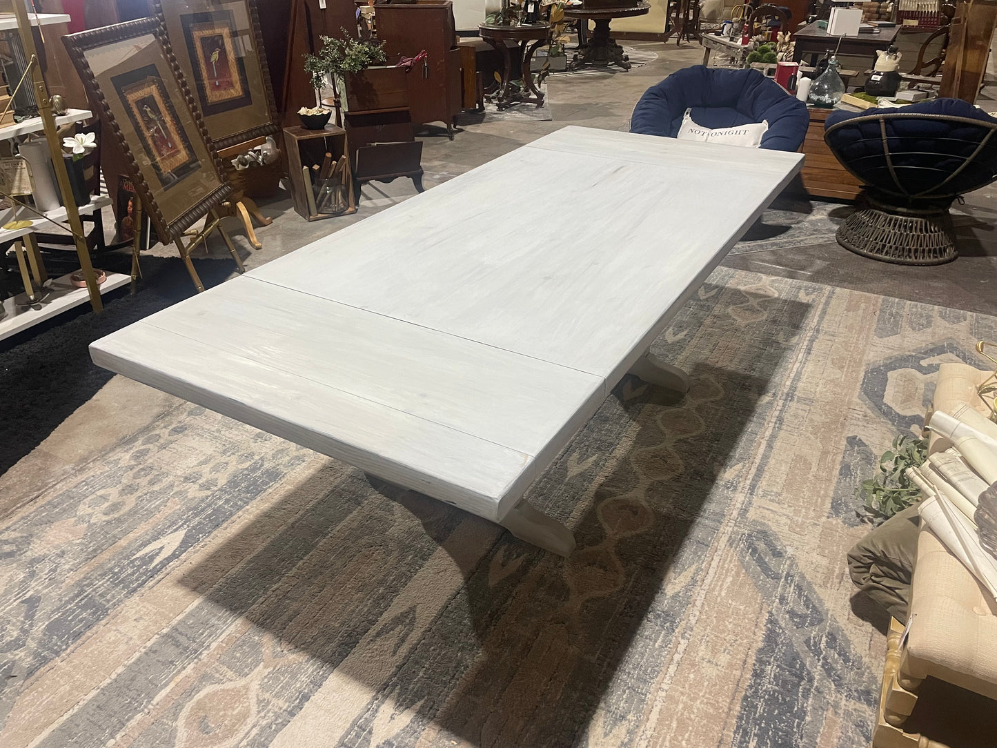 Weathered White Farmhouse Table