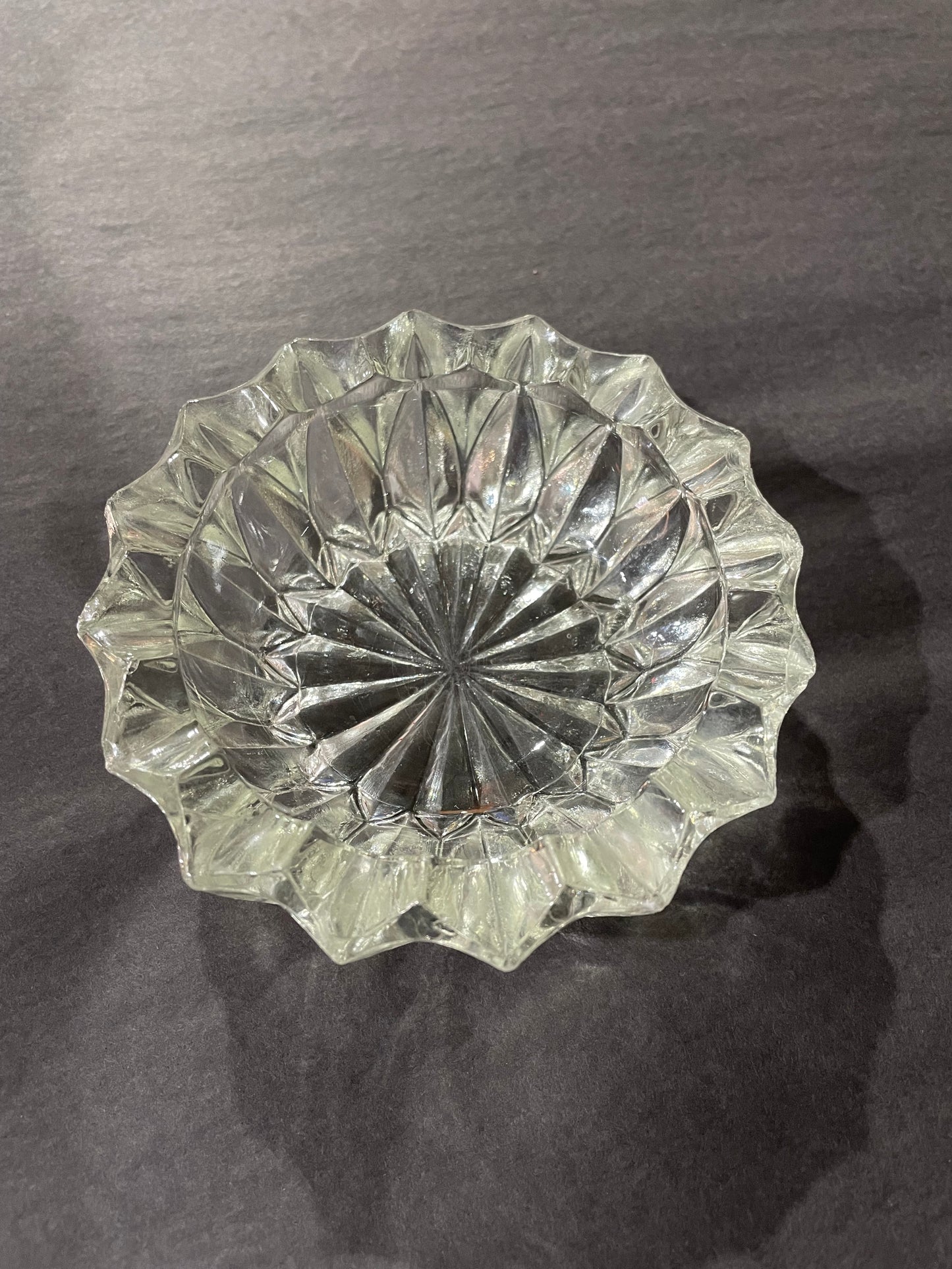 4" MCM Crystal Cut Glass Tray