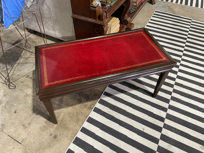 Red Leather Topped Coffee Table