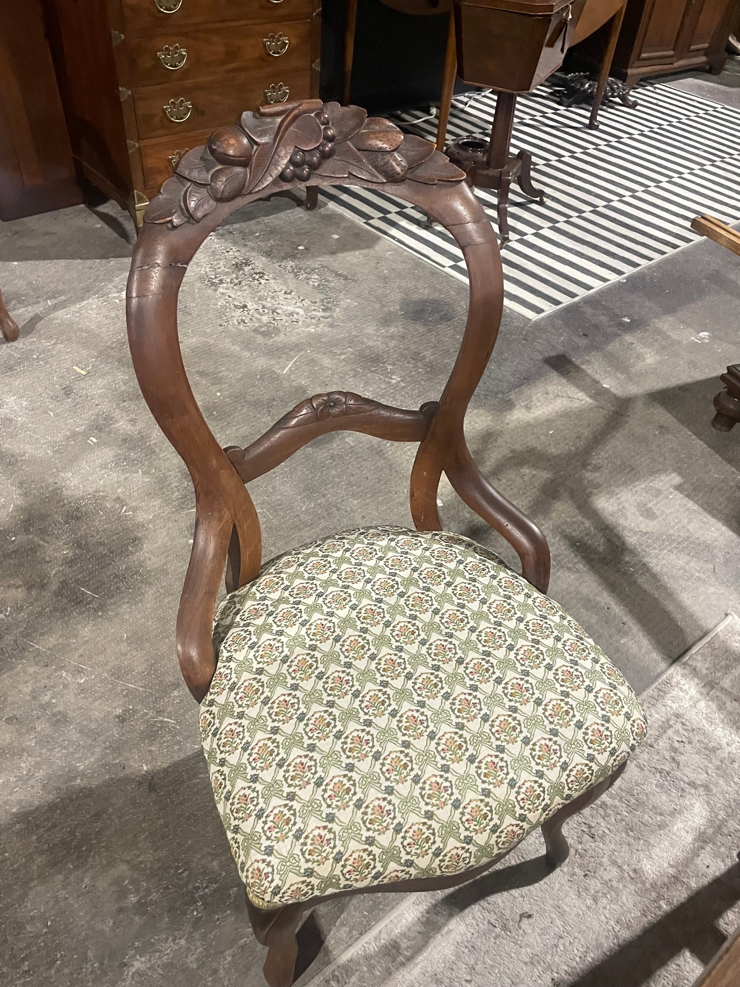 Victorian Balloon Back Walnut Chair