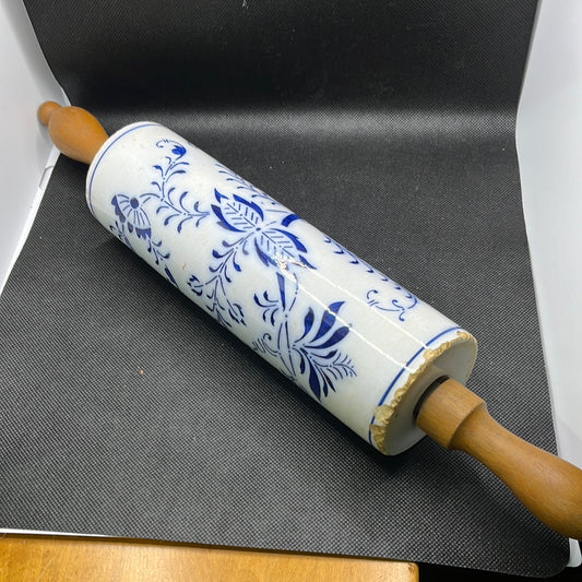 Meissen Blue Onion Porcelain Rolling Pin
