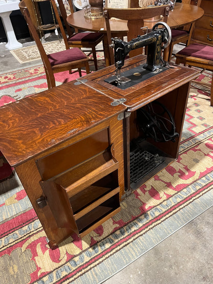 Rare 1892 Wheeler & Wilson Treadle Sewing Machine in Oak Cabinet