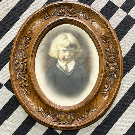 Carved Oak frame with antique colorized photo