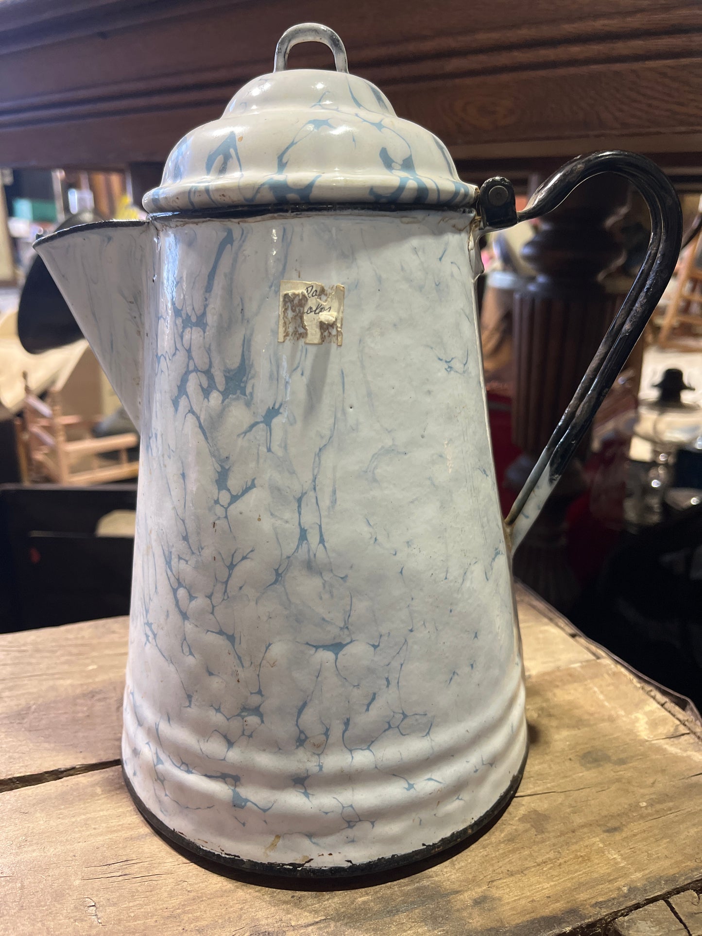 White/Blue enamel coffee pot