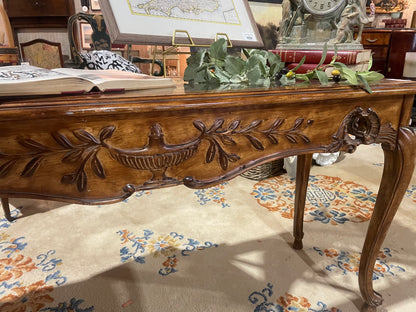 Country French Glass-Top Console Table