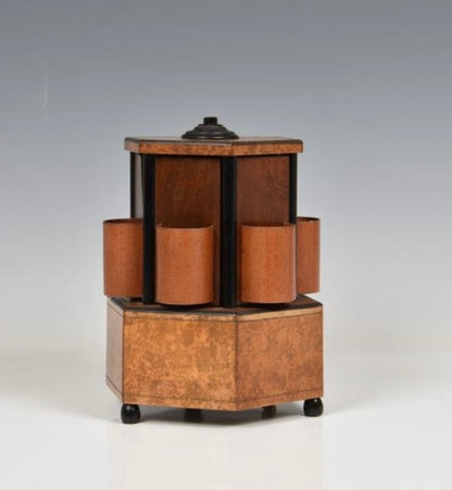 German Burr Walnut Musical
Cigarette Stand