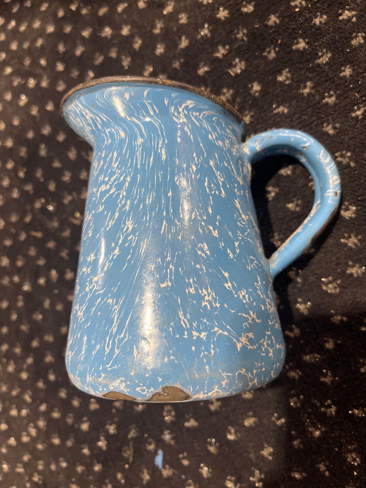 Small blue enamel pitcher