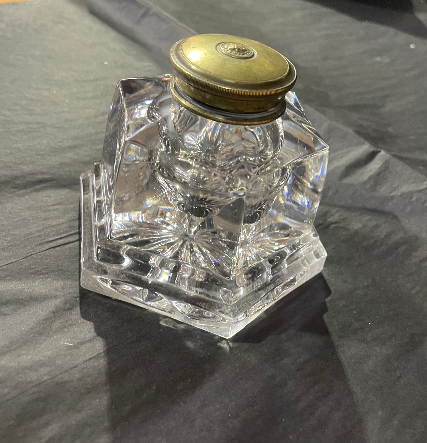 Antique British Cut Glass Inkwell