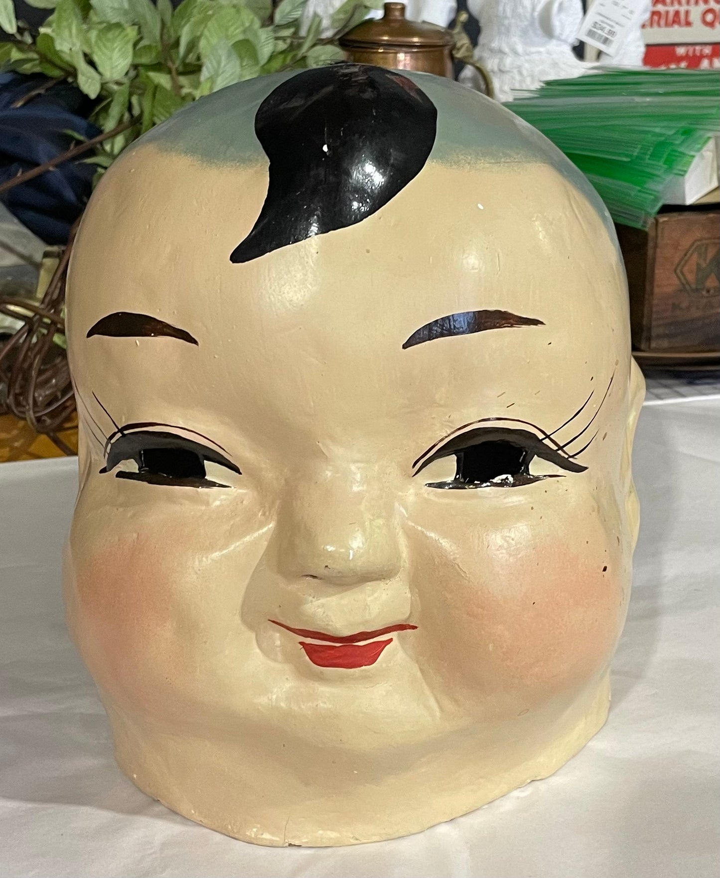 Vintage Chinese Full Head Paper Mache Face Mask