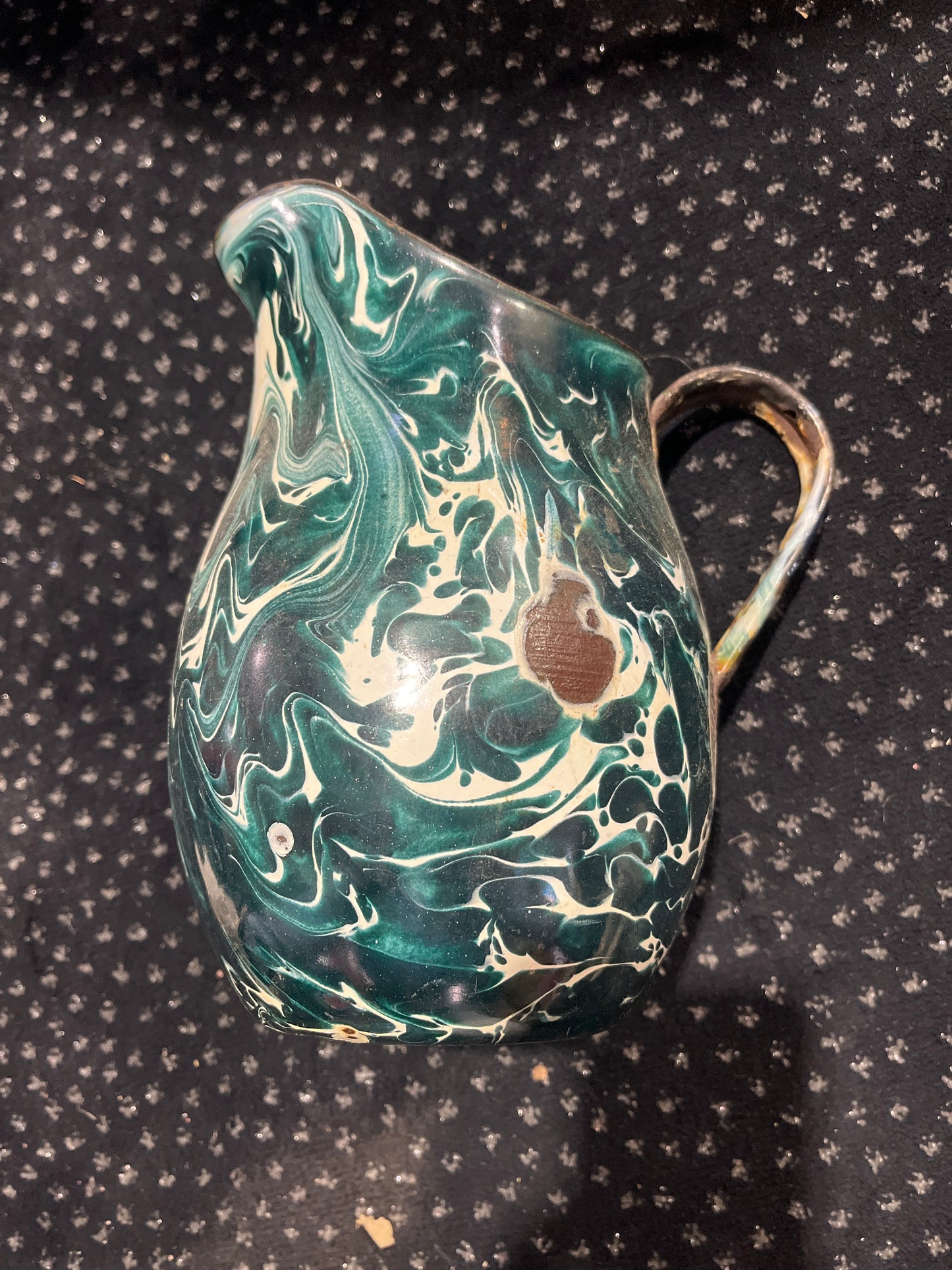 Green enamel pitcher