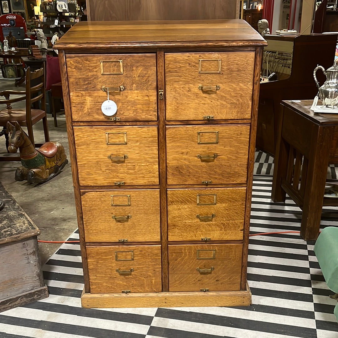 Historic Quarter Sawn Oak Twin Filing Cabinet