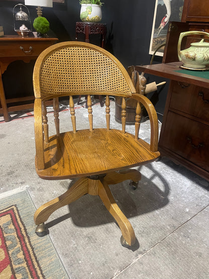 Cane Back Rolling Desk Chair