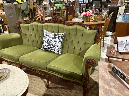 Vintage Green Velvet Sofa