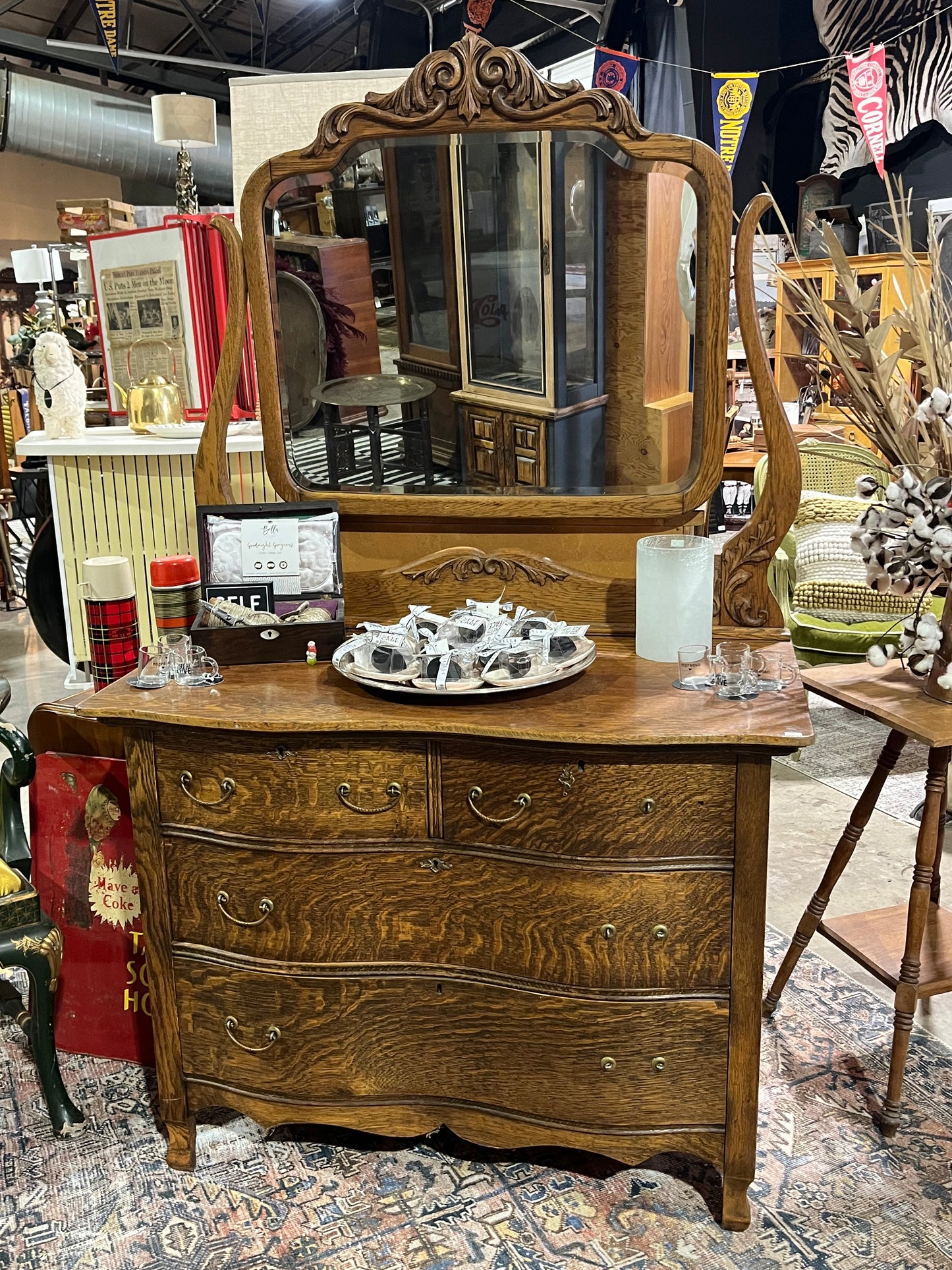 Quarter-sewn Oak Serpentine Dresser